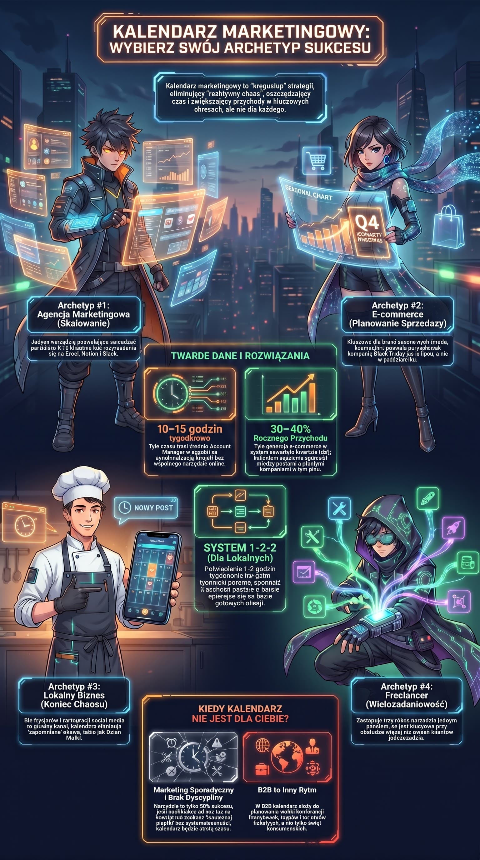 Infografika: Dla kogo jest kalendarz marketingowy? 4 archetypy uzytkownikow