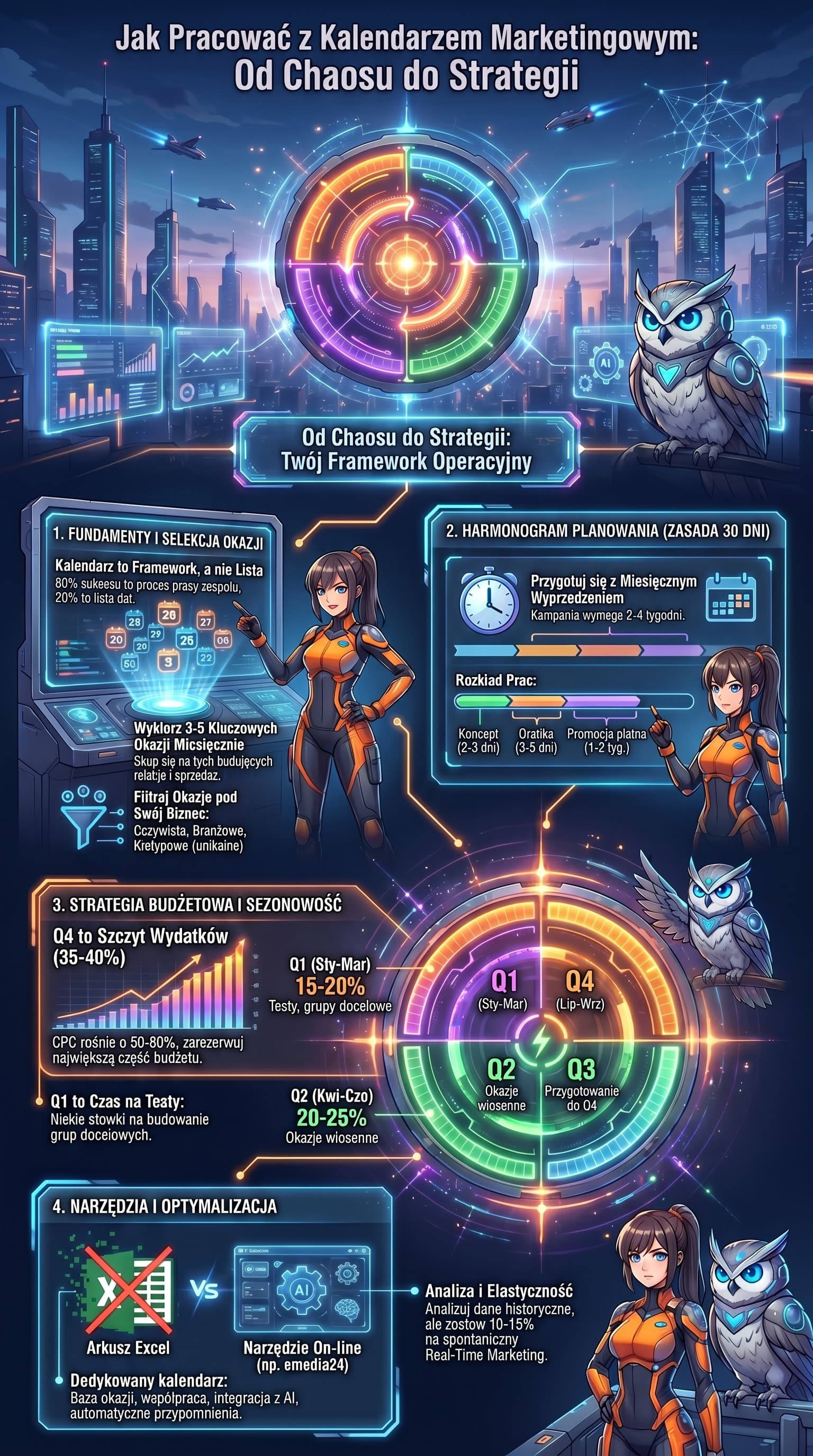 Infografika: Od chaosu do strategii — 5 krokow do skutecznego kalendarza marketingowego