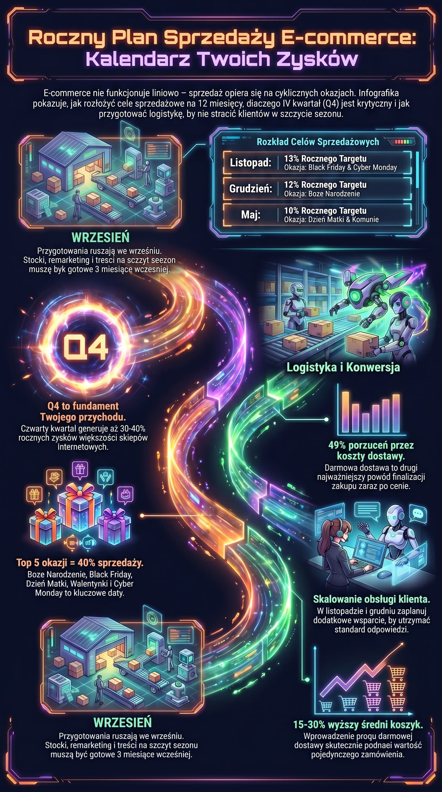 Infografika: Kalendarz e-commerce 2026 — kluczowe daty dla sklepow internetowych
