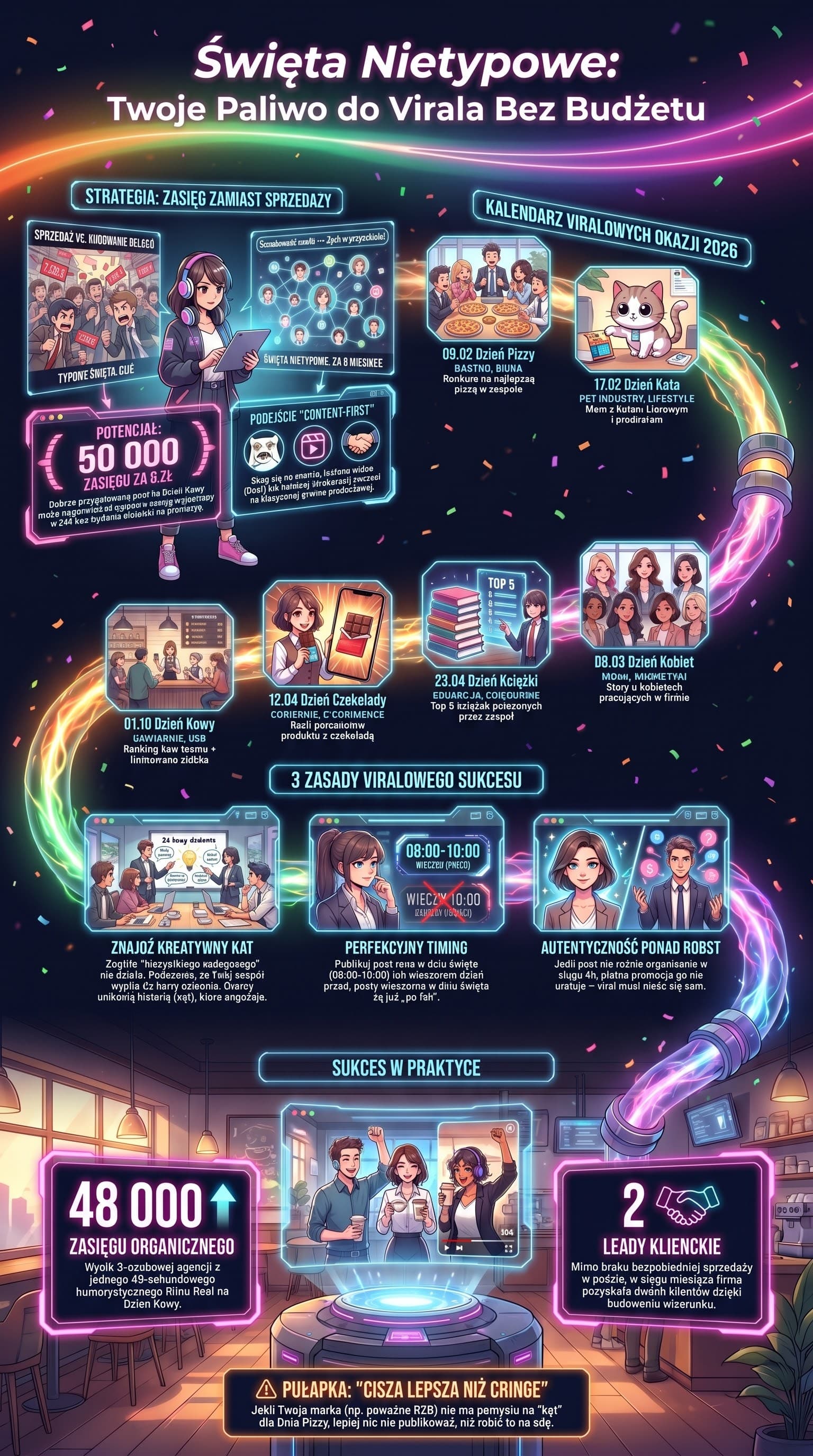 Infografika: Swieta nietypowe 2026 — jak tworzyc wiralowe tresci bez budzetu