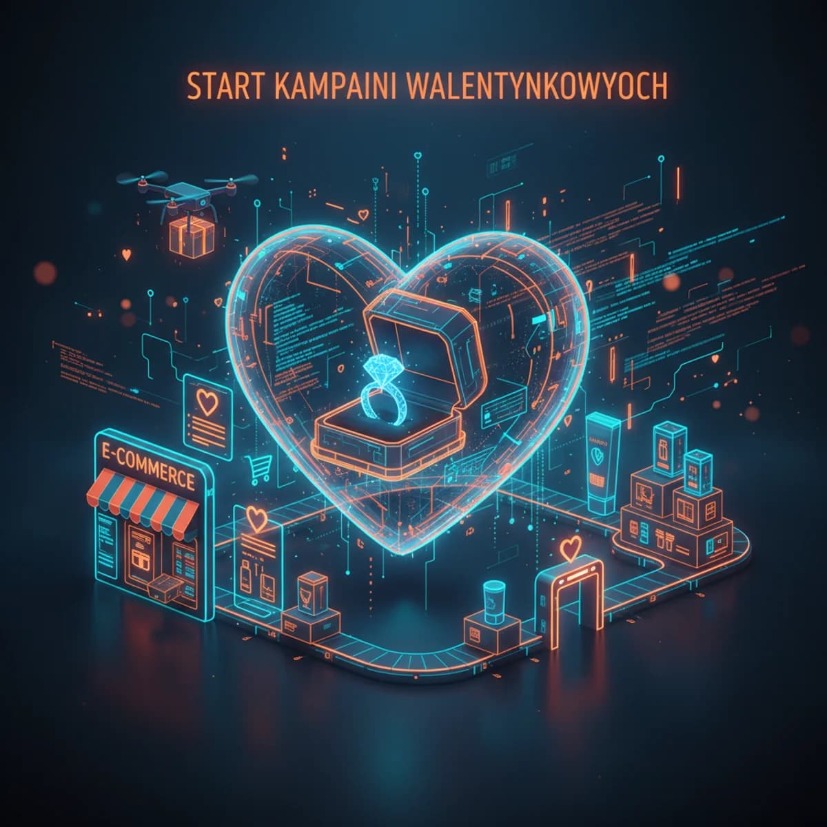 Start kampanii Walentynkowych 1 Lutego 2026 - E-commerce ilustracja marketingowa Start kampanii Walentynkowych 1 Lutego 2026 - E-commerce ilustracja marketingowa
