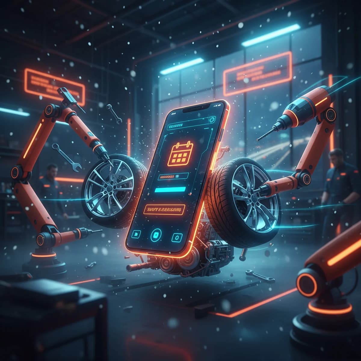 Szczyt sezonu wymiany opon na zimowe — ilustracja