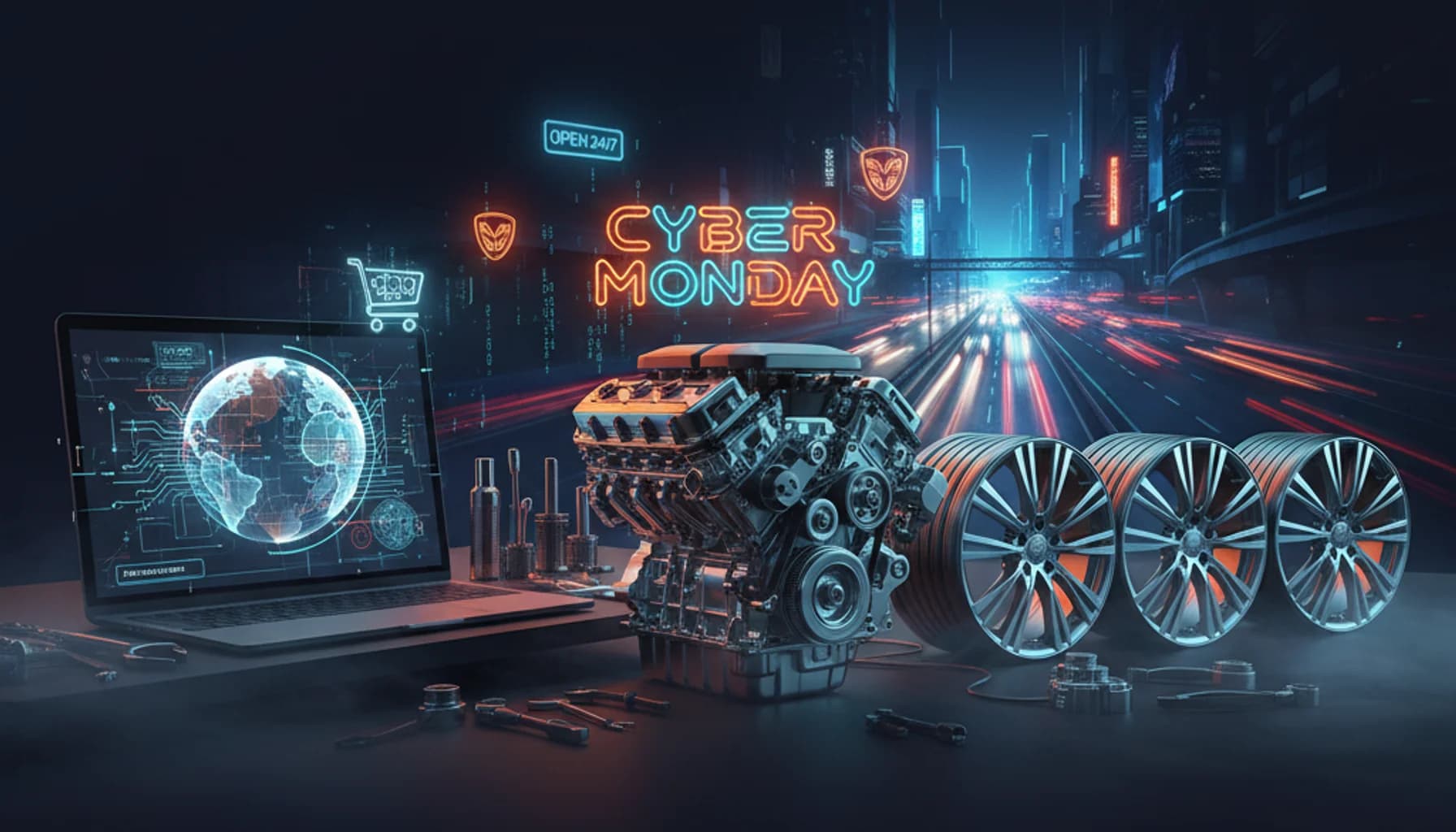 Cyber Monday 30 Listopada 2026 — Motoryzacyjny kalendarz marketingowy, kampania branżowa (hero) Cyber Monday 30 Listopada 2026 — Motoryzacyjny kalendarz marketingowy, kampania branżowa (hero)