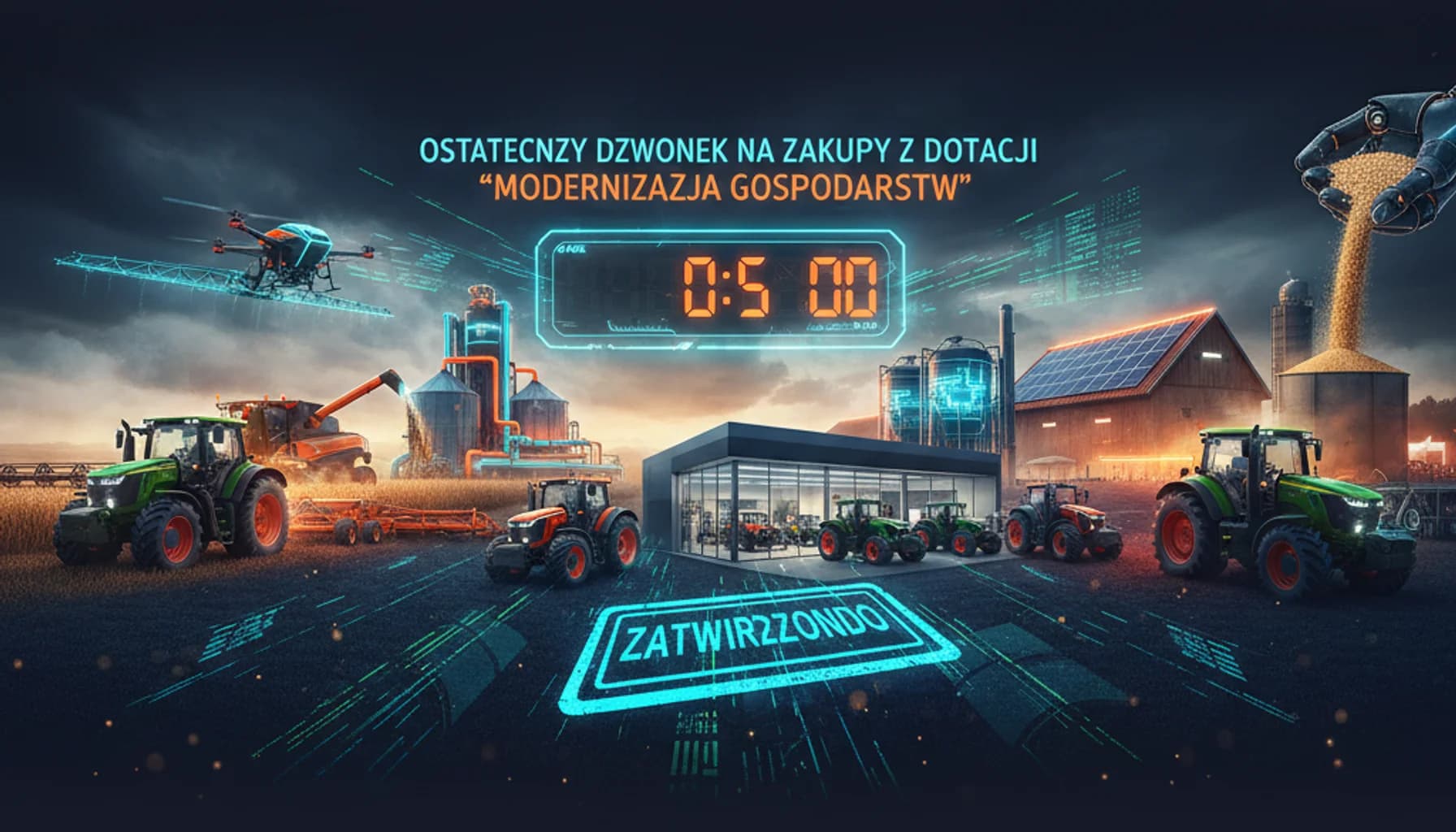 Ostateczny dzwonek na zakupy z dotacji "Modernizacja Gospodarstw" 1 Grudnia 2026 - Rolniczy kalendarz marketingowy, kampania branżowa (hero) Ostateczny dzwonek na zakupy z dotacji "Modernizacja Gospodarstw" 1 Grudnia 2026 - Rolniczy kalendarz marketingowy, kampania branżowa (hero)